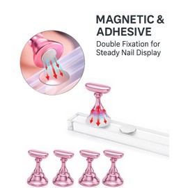 HomTop Kit de Soporte para Uñas para Practicar Y Exhibir Diseños de Uñas: Incluye Pinzas, Cinta Adhesiva de Doble Cara Y Soporte para Uñas Postizas Y de Presión. Ideal para Uso Doméstico O Profesional