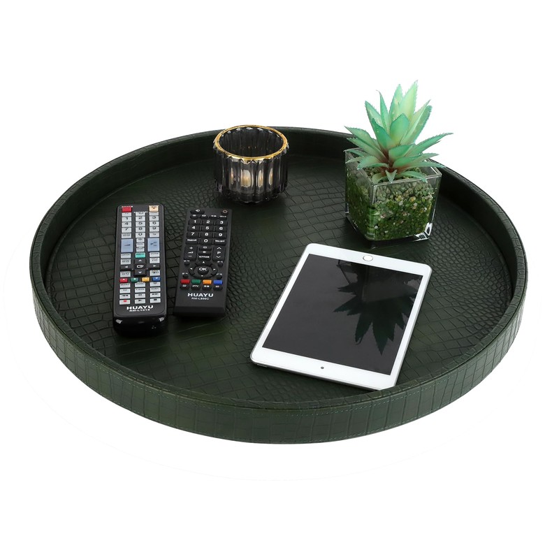 HofferRuffer Extra Large Round Serving Tray 20'', Elegant Oversized Faux