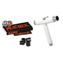 Bones Reds Bearings + Skate T-Tool + Spacers (White)
