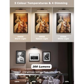 Skairipa Wireless Picture Light with Remote, Battery Operated Wall Sconce 5000mAh, 3 Color Modes and Dimmable LED Wall Lights with Timer for Painting, Frame, Gallery, Dartboard, Bedroom (Black-2Pack)