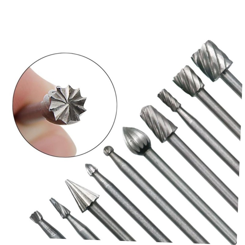 CHILDWEET Rotary Burr Drill Bits Set 10 Pcs High-Speed Steel