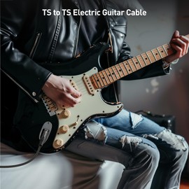 Cable Matters Cable Matters 2-Pack Braided 1/4 Inch TS to TS Electric Guitar Cable 6 Feet - Guitar Cord/Guitar Amp Cord/Instrument Cable for Electric Guitar, Mandolin, Bass AMP, Keyboard, Mixer, Equalizer