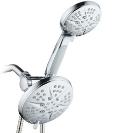 HOTEL SPA - Shower Heads with Handheld Spray - High Pressure Shower Head - 6 Inch Showerhead, 4.3 Inch Handheld Shower Head - Combo, 48-Setting Shower Heads, 5 Foot Shower Hose, Showerspa (Chrome)