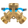 Hourleey Brass Garden Hose Splitter (2 Way), Solid Brass Hose