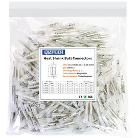 Heat Shrink Butt Connectors, 200 Pcs Clear 26-24 AWG Insulated Waterproof Electrical Heat Shrink Wire Connectors Automotive Marine Wire Crimp Terminals Butt Splices for Boat, Car