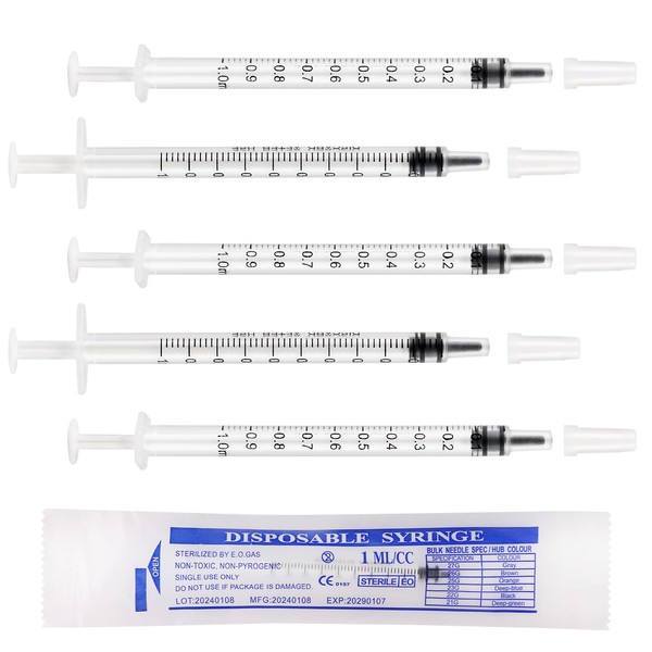 1ml Plastic Syringes With Caps 20Pcs No Needle Colostrum Syringe