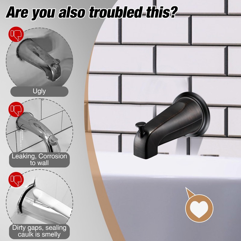 Dreyoo Metal Tub Spout Cover Ring with Foam Gasket, Oil