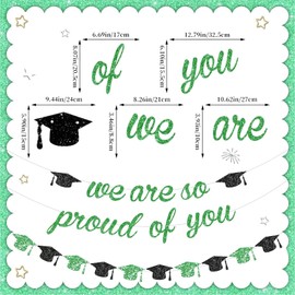 KALOR Green Glitter We are So Proud of You Graduation Banners Class of 2025 Banner Cap Banner for 2025 Graduation Party Decorations