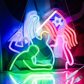 Donald Trum Fight Fight Fight, Neon Signs Led Neon Lights for Wall Decor Neon LED Signs Room Neon Light Up Signs Home Decorfor Bedroom Led Sign USB Powered Neon Signs for Wall Decor Dimmable for Christmas Thanksgiving Birthday Party Girls Gifts with Dimm