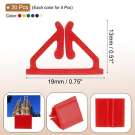 PATIKIL 0.75 Inch Plastic Card Stands, 30 Pcs Place Card Holders Triangle Design Modern Table Number Stands for Party Board Games Photos Memos, Red/Yellow/Green/Blue/Black/Transparent