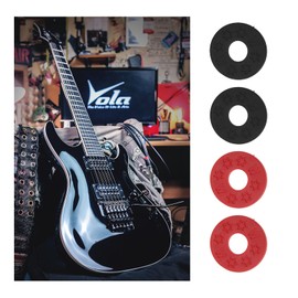 SING F LTD Guitar Strap Locks Gasket Guitar Protector Rubber Strap Locks 24pcs (Red and Black)