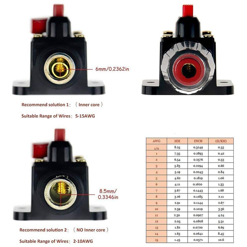 JIAKUPA 2Pcs 12V-24V DC 100A Fuse Holder Fuse Circuit Breaker