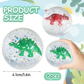 HO-SFSM Pack of 6 Bouncy Balls for Children, 41 mm Dinosaur Bouncy Balls for Children's Birthday Party Favours Gift Bag Filling Party Gifts