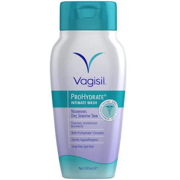 Vagisil ProHydrate Intimate Wash for Daily Feminine Hygiene for Dry & Sensitive Skin with Hyaluronic Acid, Cleanses, Moisturises & Protects, 240 ml