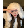 Y2K Fuzzy Bunny Hat for Women Cute Plush Beanie with