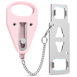 Portable Door Lock, Hotel Door Locks for Travelers, Security Door Lock for Additional Safety and Privacy, Home Security Defender Extra Lock for Traveling Apartment Airbnb College(Pink).