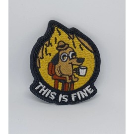 TrendyLuz This Is Fine Dog Meme Embroidered Hook & Loop Funny Morale Patch
