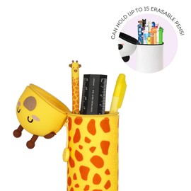 LEGAMI LEGAMI - 2-in-1 Weiche Silikontasche - Kawaii, Giraffe Schultasche, Tischstifthalter, Reißverschluss, Silikon, Stiftetasche Buntstifte Marker, H 18,5 cm