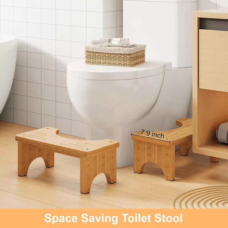 Unbranded Bamboo Toilet Stool, Wooden Squatting Potty Stool for Adults,