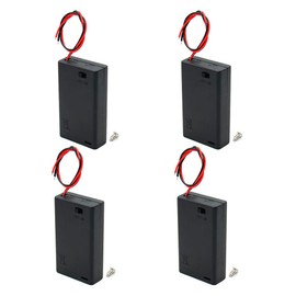 MulticoloredLED 2 Soportes de batería AA con Cables de Encendido/Apagado Interruptor de conexión 2 Ranuras x 1.5 V batería Resorte Clip Caja de Almacenamiento (Paquete de 3), 3AAA-4Pcs