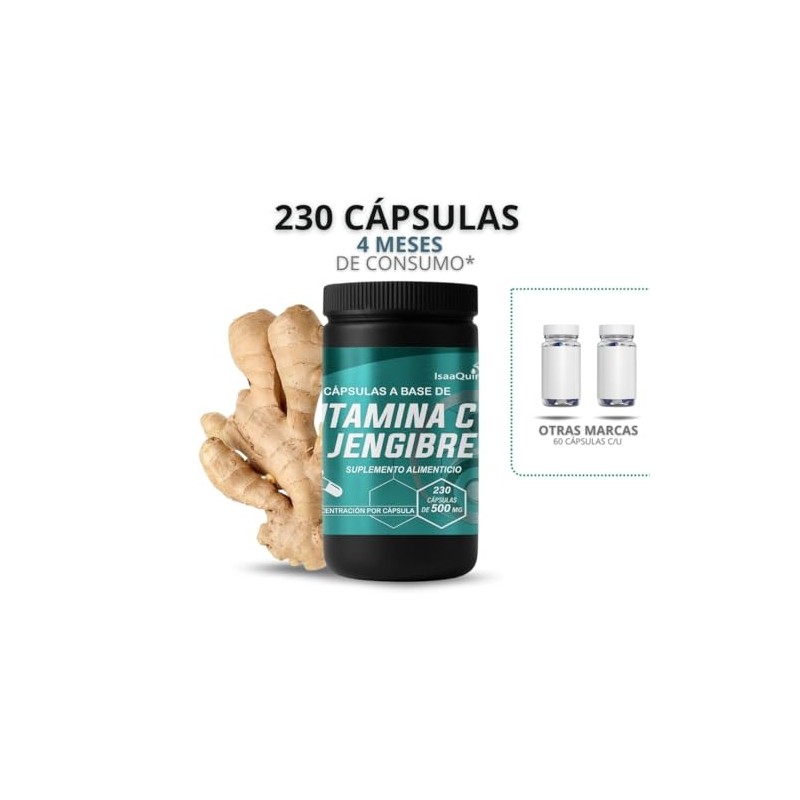 Vitamina C con Jengibre en Cápsulas | 230 Cápsulas de