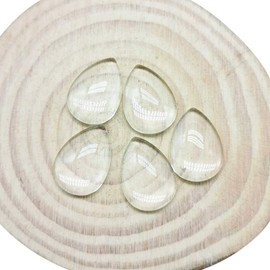 SHUNAE 50pcs Flatback Teardrop Transparent Clear Glass Cabochons for Pendant Necklace and Earring Key Rings for Jewelry DIY Making (13x18mm)