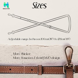 MEGAVOW Replacement Handbag Straps Leather Shoulder Strap with 2 Adapters, Adjustable Crossbody Bag Strap Making Accessories for Women's Purse Clutch Pouches Messenger Charm Length 39”-47” (Brown)