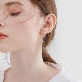 Turquoise Earrings for Women Sterling Silver Leverback Earrings Larimar Jewellery Gift, Sterling Silver, No Gemstone