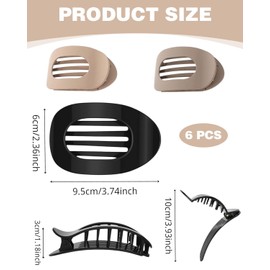 TPZORJX Pack of 6 Hair Clips for Women, Lightweight Non-Slip Hair Clips, French Hair Clips, Flat Secure Hold Inner Teeth Hair Claws, Strong Hold Side Hair Clips