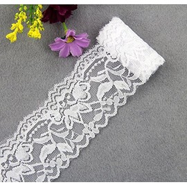Yulakes 10 meter vintage lace border 5.5cm width, lace border lace border lace band, decora band, craft, sanding band (White)