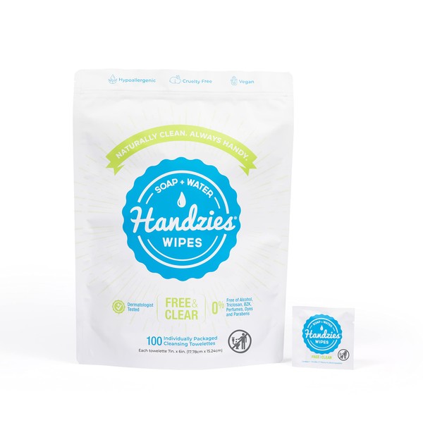 Handzies Handzies Natural Soap and Water Hand Wipes, Free and