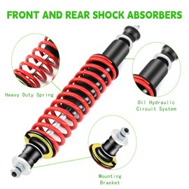 Golf Cart Front and rear shock absorbers with red coil springs,Fits EZGO Medalist/TXT 1994+ Newer G&E,OEM# 70928-G01 76418-G01