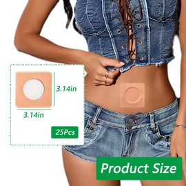 25Pcs Hypoallergenic Castor Oil Pack Wrap Belly Button，Castor Oil Wrap Patches Pad No Wash,Anti Oil Leakage (Oil Not Included) Skin Color