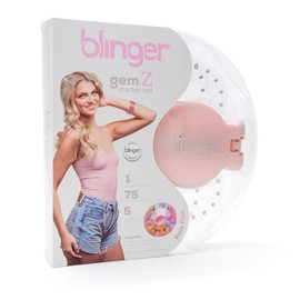 blinger Gem Z Starter Set with blinger Styling Tool + 75 Precision-Cut Glass Crystal- Lavender, Pale Pink, Twinkle Blue  Heatless Haircare - Color: Pale Pink