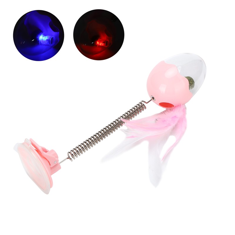 ABS LED Lighting Swing Spring Feather Leak Food Pet Toy