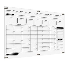 POLYCASUAL Acrylic Wall Calendar 24 x 18 inch - Clear Dry Erase Board Calendar with Marker, Eraser - Reusable Acrylic Weekly Calendar - Easy To Clean - Elegant Home, Office Whiteboard Calendar