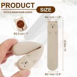 uxcell 2 Pcs Door Handle Covers, Silicone Safety Doors Knob Handle Protector Covers Cute Anti-Collision Soft Doors Pull Cover for Bedrooms Bathrooms Offices, Beige