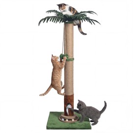 Fantasreen Cat Scratching Post 35'' Tall with Toy Mouse for Indoor Cats, Green