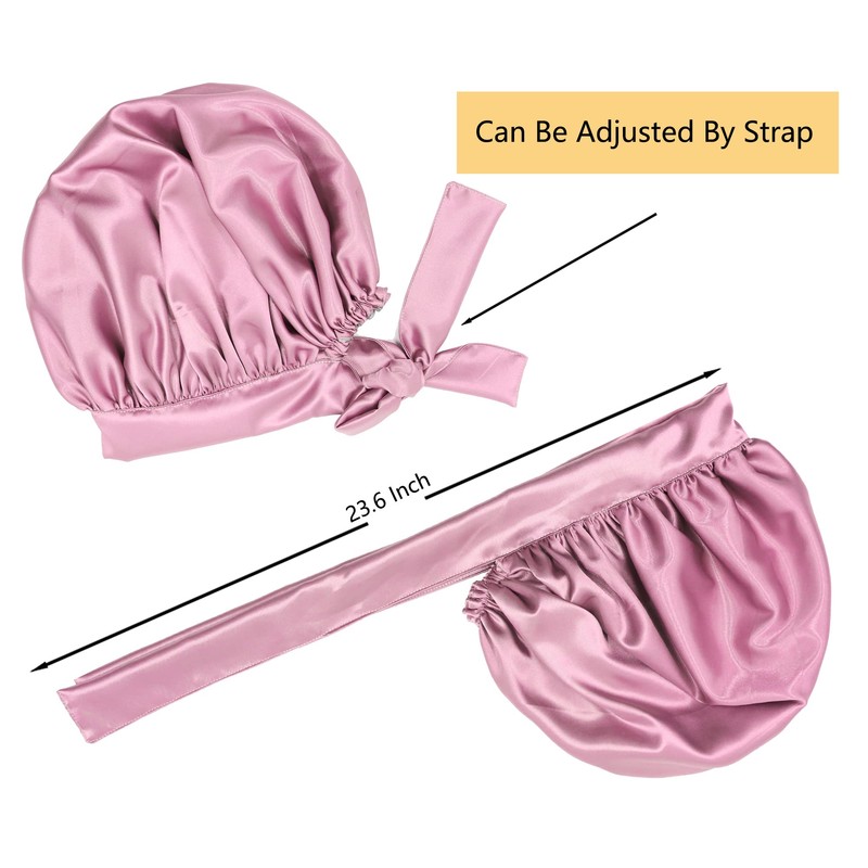 SENGTERM Silk Night Cap Women's Hair Satin Hat Wide Elastic