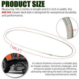 TonGass 46" Lawn Mower Deck Belt Compatible with Husqvarna Lawn Mower Replaces Part Number 405143 532405143, Heavy-Duty Replacement Deck Drive Belt for YTH22V46 YTH20K46 YTH21K46 YTA22V46