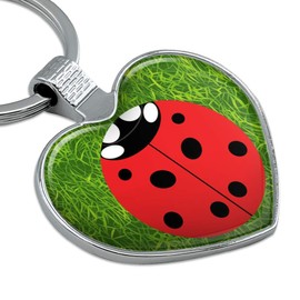 Lady Bug Ladybug Insect Keychain Heart Love Metal Key Chain Ring