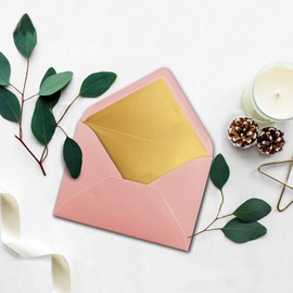 10 x DIN C5 envelopes, 15.7 x 22.5 cm, in dusky pink (pink) with golden silk lining, wet seal, blank envelopes, postal envelopes without window in C5 format, brand: FarbenFroh by Gustav Neuser.