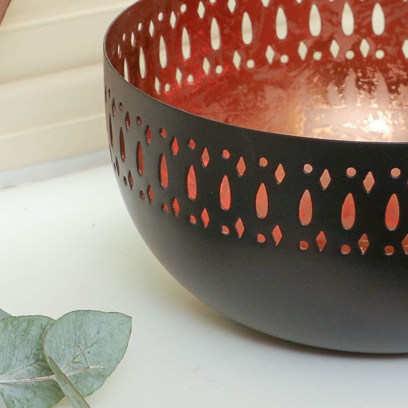 Dibor Black and Copper Decorative Laser Cut Bowl