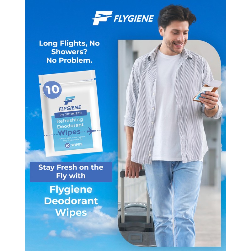 Flygiene Deodorant Wipes – Compact & TSA-Approved Underarm Cleansing for