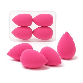 4Pcs Small Makeup Sponge Set,Beauty Sponge for Foundation Creams, Lotions, and Other Liquids or Powders,Wet and Dry Dual Use Super Soft Beauty Foundation Cosmetic Tools，RoseRed