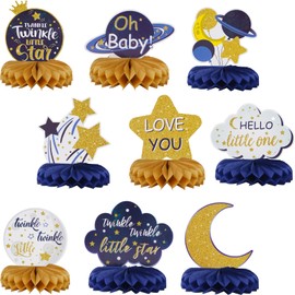 KINDPMA 9PCS Baby Gender Honeycomb Centerpieces Baby Gender Reveal Decorations Blue Baby Boy Shower Party Table Favor Supplies for Party Decoration Supplies