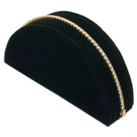 FindingKing Black Velvet Half Moon Bracelet Jewelry Display 5" x 2 1/2"