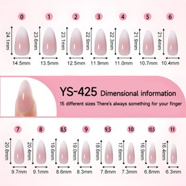 MOTIBACK 150pcs False Nails Kit,Pointed Nude Pink Natural Gradient,Press on Fake Wearable Nails,15 Sizes Glossy Full Cover Nail Tips -Stick on Nails with Glue and Nail Files for Women and Girls