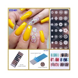Metal Nail Stamping Plate Happy Easter Bunny Rabbit Butterfly Moon Stars N01 Nail Wraps Art Stickers Manicure Supplies for Women for Home Nails Full Long Lasting Easy Apply and Remove