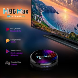 Android 11.0 TV Box Amlogic S905X4 H96 Max X4 Android TV Box 4GB RAM 64GB ROM, Dual-WiFi 2.4GHz/5GHz BT Quad Core 64 Bits 3D/8K Full HD/H.265/USB3.0 Android Box